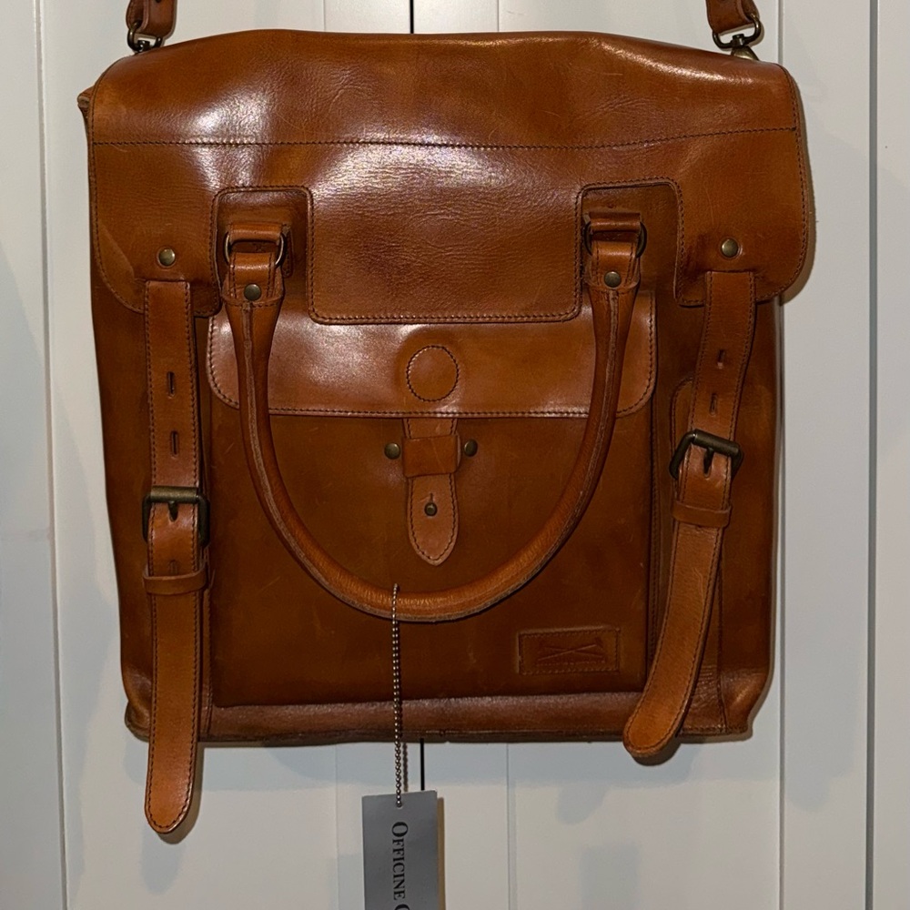 Officine Creative Tan Leather Messenger Bag